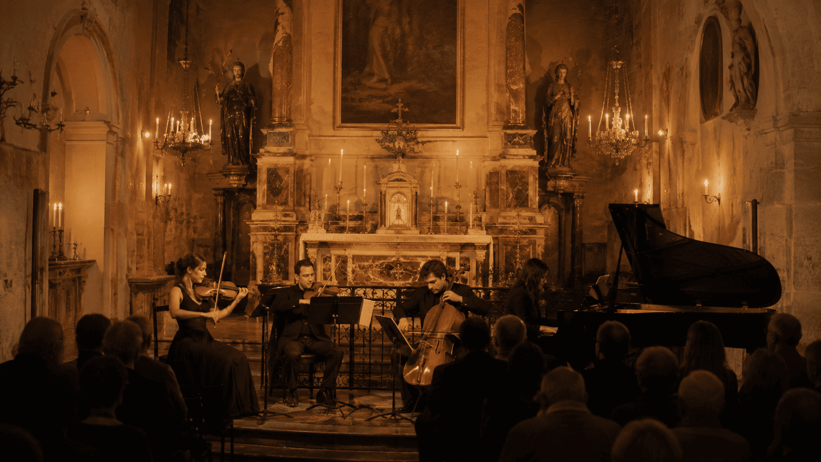 Concert de musique classique à Aix-en-Provence, cordes et piano